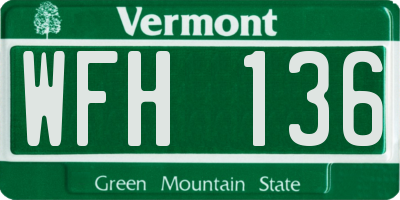 VT license plate WFH136