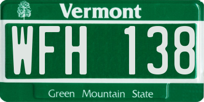 VT license plate WFH138