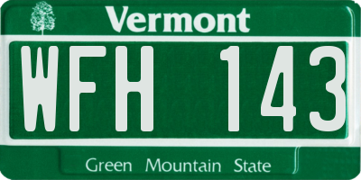 VT license plate WFH143