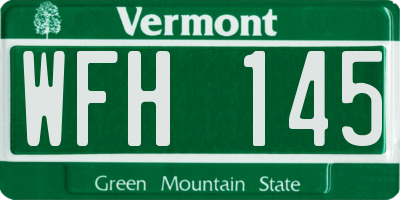 VT license plate WFH145