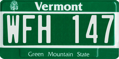 VT license plate WFH147