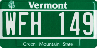 VT license plate WFH149
