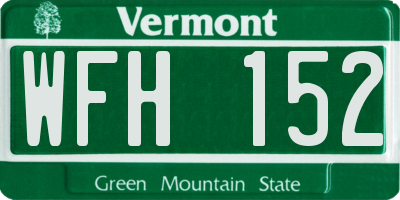VT license plate WFH152