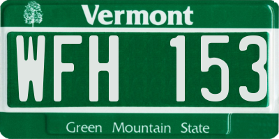 VT license plate WFH153