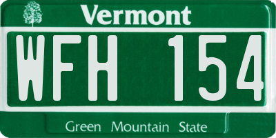 VT license plate WFH154