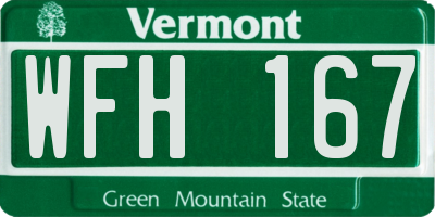 VT license plate WFH167