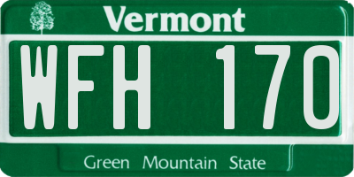 VT license plate WFH170