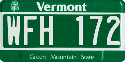 VT license plate WFH172