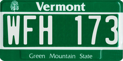 VT license plate WFH173