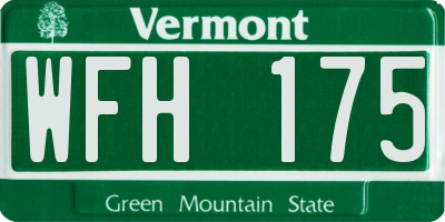 VT license plate WFH175