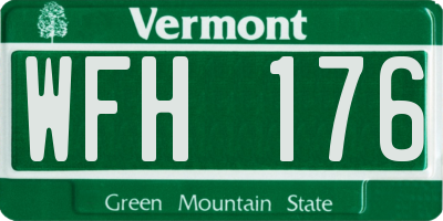 VT license plate WFH176