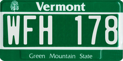 VT license plate WFH178