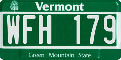 VT license plate WFH179