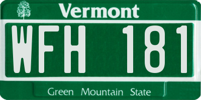 VT license plate WFH181