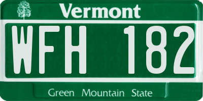 VT license plate WFH182