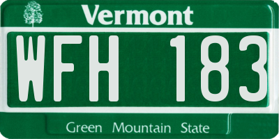 VT license plate WFH183