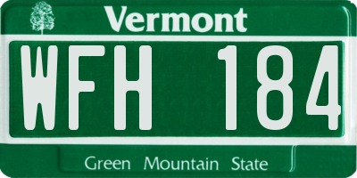 VT license plate WFH184