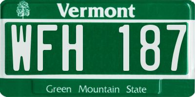 VT license plate WFH187