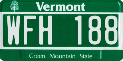 VT license plate WFH188