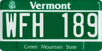 VT license plate WFH189
