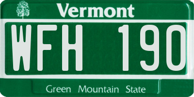 VT license plate WFH190