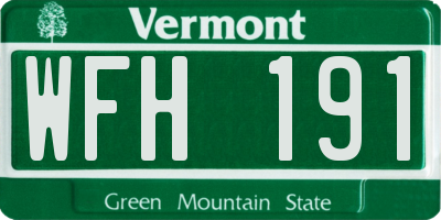 VT license plate WFH191