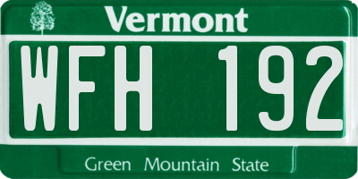 VT license plate WFH192