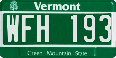 VT license plate WFH193