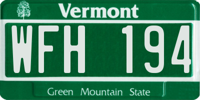 VT license plate WFH194