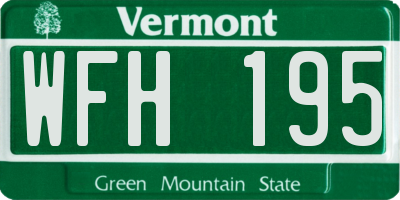 VT license plate WFH195