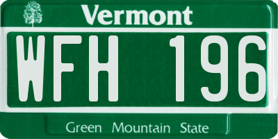 VT license plate WFH196