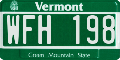 VT license plate WFH198