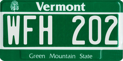 VT license plate WFH202