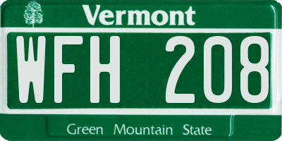 VT license plate WFH208
