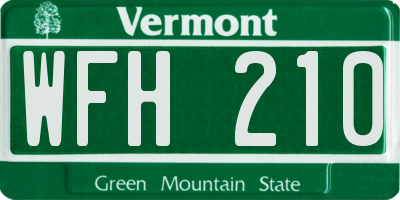 VT license plate WFH210
