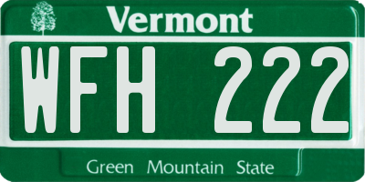 VT license plate WFH222