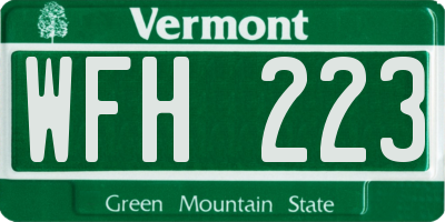 VT license plate WFH223