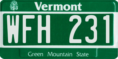 VT license plate WFH231