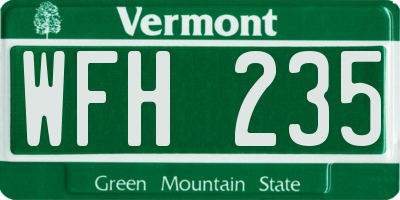 VT license plate WFH235