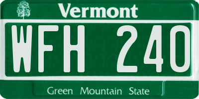 VT license plate WFH240