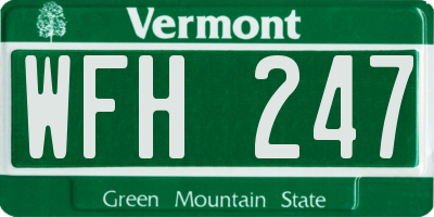 VT license plate WFH247