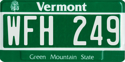 VT license plate WFH249