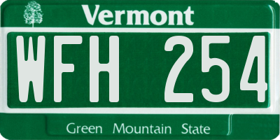 VT license plate WFH254