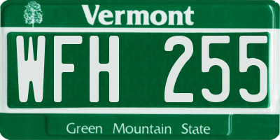 VT license plate WFH255