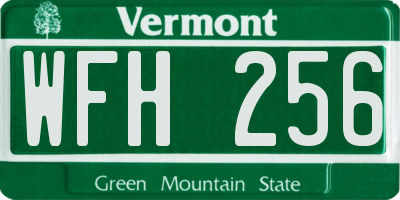 VT license plate WFH256