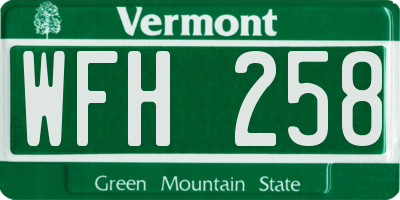 VT license plate WFH258