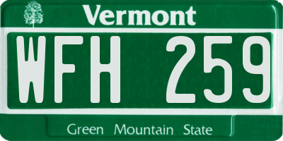 VT license plate WFH259