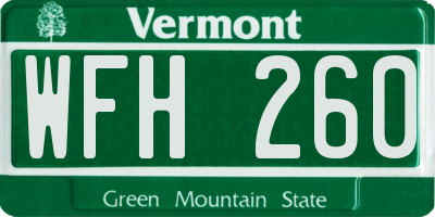 VT license plate WFH260
