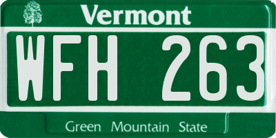 VT license plate WFH263