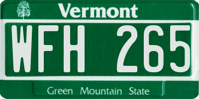 VT license plate WFH265
